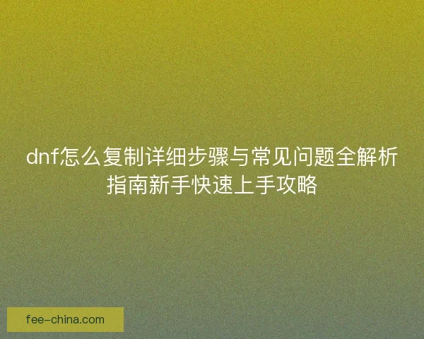 dnf怎么复制详细步骤与常见问题全解析指南新手快速上手攻略
