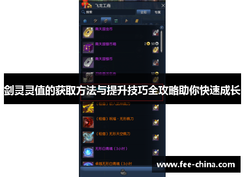 剑灵灵值的获取方法与提升技巧全攻略助你快速成长